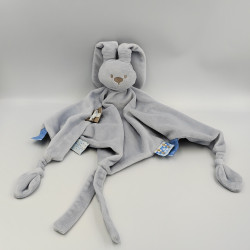 Doudou plat triangle lapin bleu gris Lapidou NATTOU