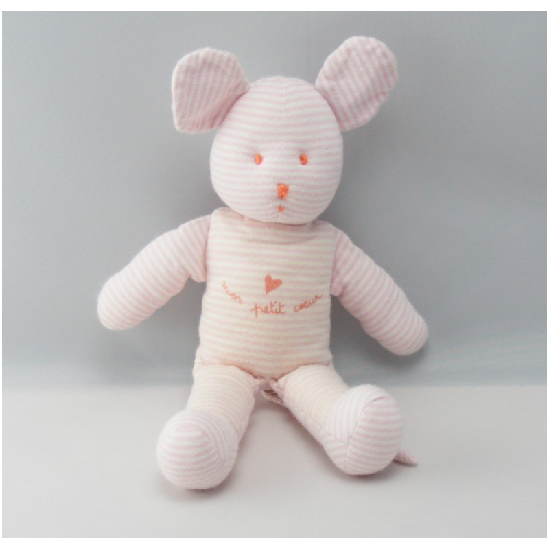 Doudou souris rayé rose Milleraies PETIT BATEAU 