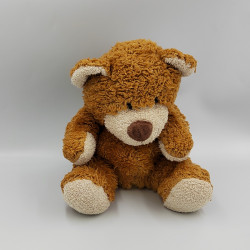 Doudou marionnette ours beige blanc BAMBIA