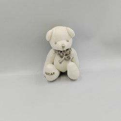 Doudou ours tissu blanc écharpe grise Oscar