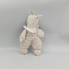 Ancien doudou lapin rose blanc coeurs FANFOUN