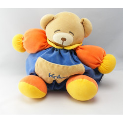 Doudou ours boule patapouf bleu jaune rouge col vert KALOO