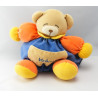 Doudou ours boule patapouf bleu jaune rouge col vert KALOO