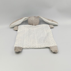 DOUDOU PLAT LAPIN GRIS BLANC MOTS