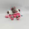 Doudou marionnette Hippopotame marron blanc rose Zoé Douillettes BABY NAT