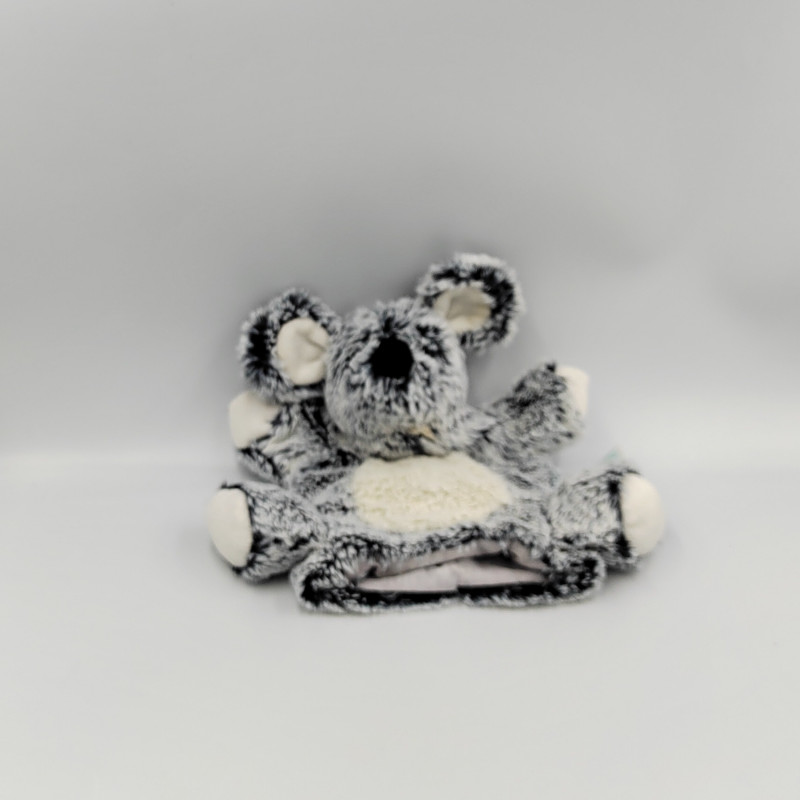 Doudou plat marionnette Souris grise blanche BABY NAT