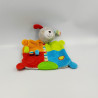 Doudou plat chien gris rouge vert orange bleu TIGEX