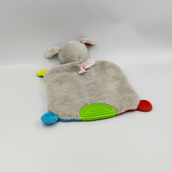 Doudou plat chien gris rouge vert orange bleu TIGEX