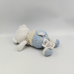 DOUDOU OURS BLANC BEIGE BLEU POIS