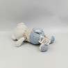 DOUDOU OURS BLANC BEIGE BLEU POIS