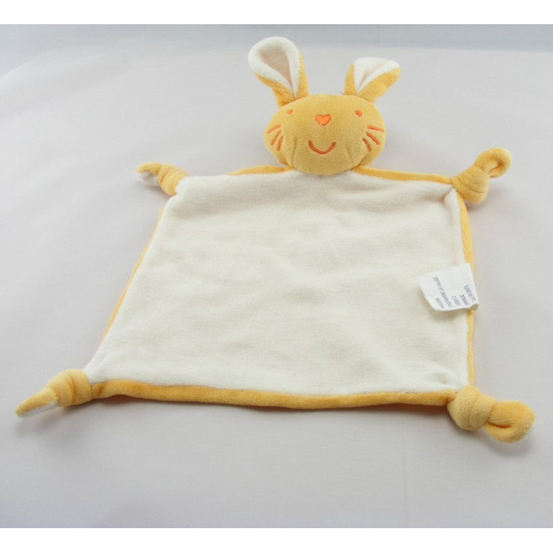 Doudou plat lapin blanc bleu PROVERA