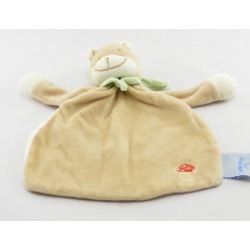 Doudou plat rond ours vert fleur jaune KING BEAR