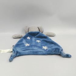 Doudou plat souris gris bleu étoiles OBAIBI