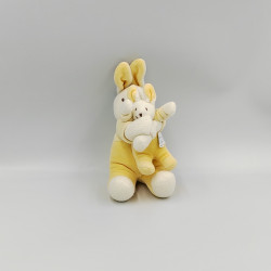 Doudou lapin jaune blanc bébé SUCRE D'ORGE