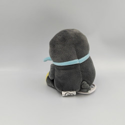 Doudou musical pingouin gris blanc bleu jaune MOTS D'ENFANTS