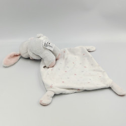 Doudou lapin blanc rose fleurs mouchoir NICOTOY