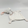 Doudou lapin blanc rose fleurs mouchoir NICOTOY