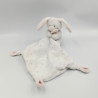 Doudou lapin blanc rose fleurs mouchoir NICOTOY