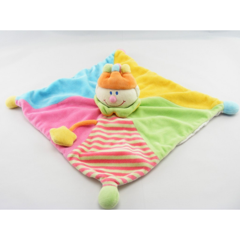 Doudou plat Clown multicolore couronne JOLLYBABY