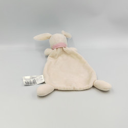Doudou plat lapin blanc écru rose pois fleurs H&M