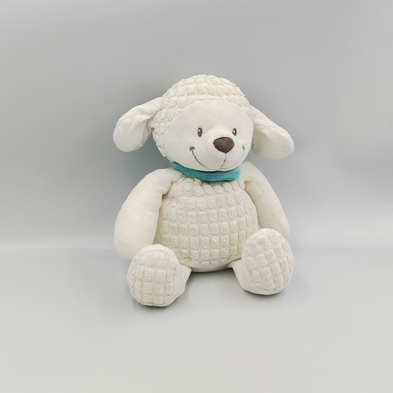 Doudou mouton blanc foulard bleu NICOTOY