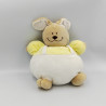 Doudou lapin blanc jaune salopette NOUKIE'S