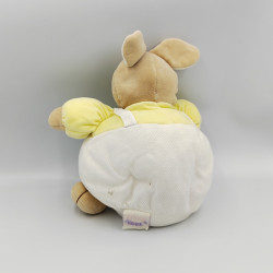 Doudou lapin blanc jaune salopette NOUKIE'S