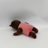 Ancien doudou peluche petit ours brun AJENA