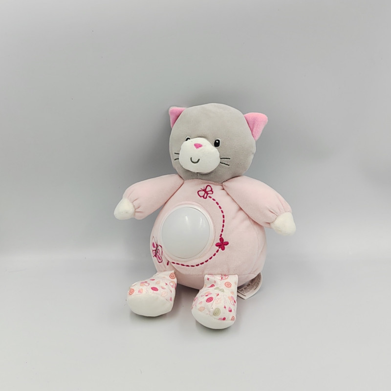 Doudou veilleuse chat rose papillons GIPSY