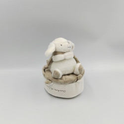 Doudou et compagnie boite musical lapin blanc beige taupe