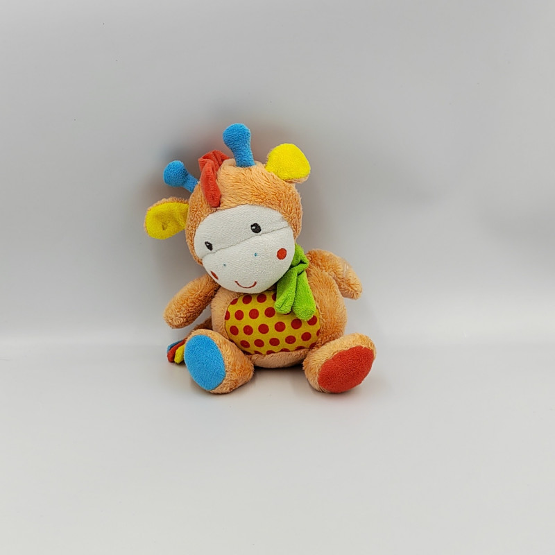 Doudou girafe orange vert bleu jaune NICOTOY SIMBA TOYS