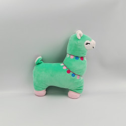 Doudou peluche lama vert rose