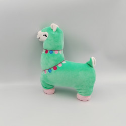 Doudou peluche lama vert rose