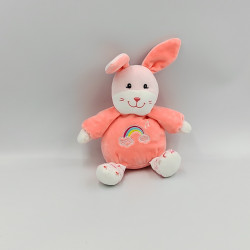 Doudou sonore lapin rose arc en ciel GIPSY