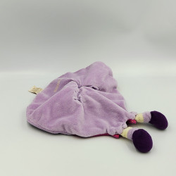Doudou plat rond lapin mauve violet rose jaune coeur BABY NAT