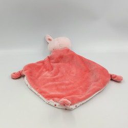 Doudou plat lapin blanc rose étoiles cape MOTS D'ENFANTS