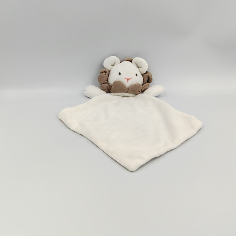 Doudou plat lion blanc marron SERGENT MAJOR