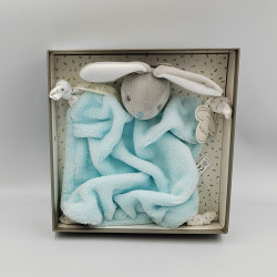 Doudou plat lapin plume bleu Aqua KALOO