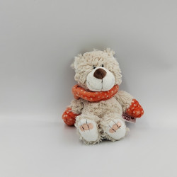 Doudou peluche ours gris rouge pois NICI