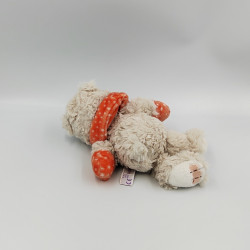 Doudou peluche ours gris rouge pois NICI
