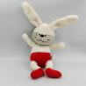 Doudou lapin blanc rouge gris VERTBAUDET