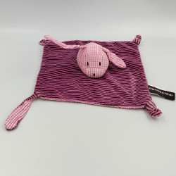 Doudou plat chien lapin rose rayé vichy ORCHESTRA