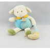 Doudou et compagnie marionnette mouton Gaston bleu avec fleur