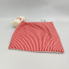 Doudou ours rouge blanc rayé mouchoir SHIMA