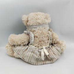 Peluche ours robe tablier beige blanc BUKOWSKI