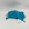 Doudou plat lapin gris bleu rouge INFLUX