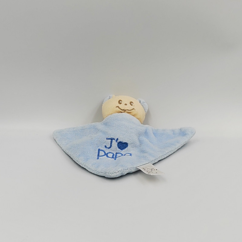 Doudou plat ours bleu j'aime Papa KING BEAR