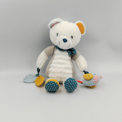 Doudou ours blanc bleu gris jaune SIMBA TOYS NICOTOY