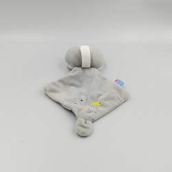 Doudou plat chat gris blanc poissons SUCRE D'ORGE