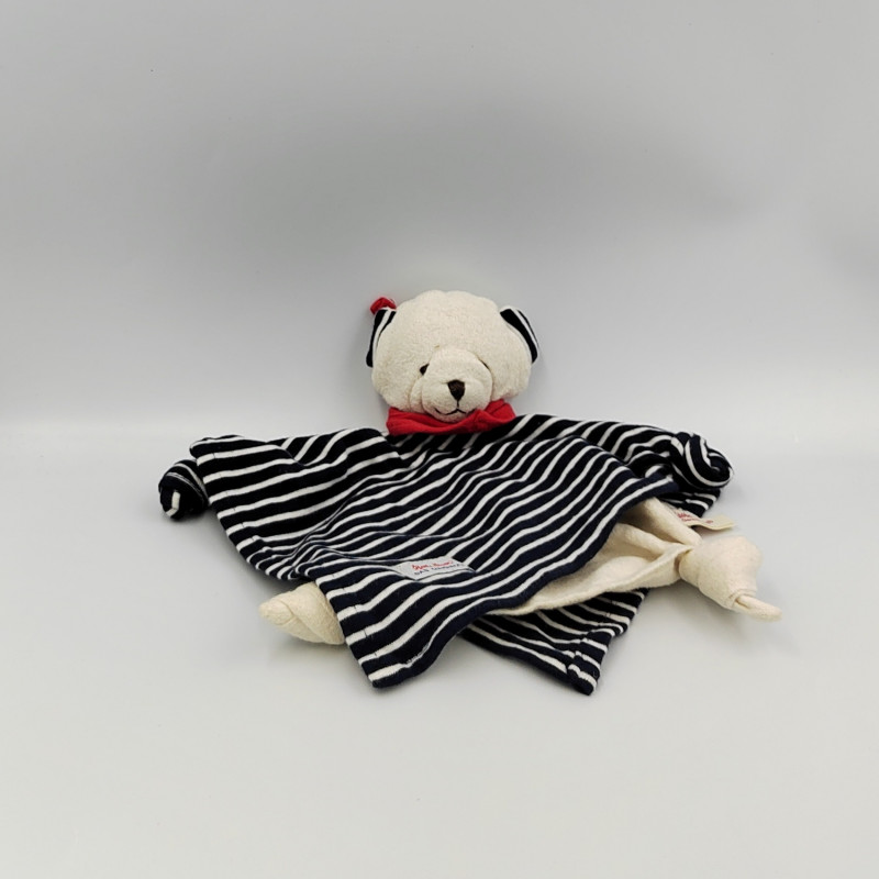 Doudou plat ours blanc bleu marine rouge rayé KATHE KRUSE
